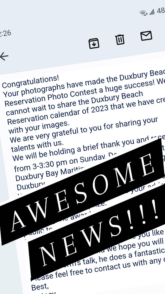 Email from Duxbury congratulating me!